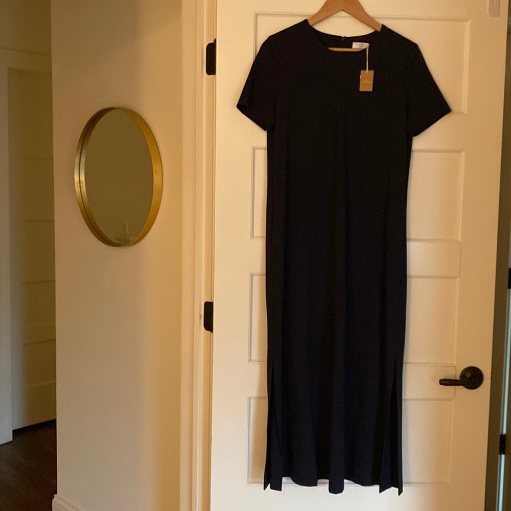 Harris Wharf London- Ann Mashburn store beautiful solid Navy Maxi Aline